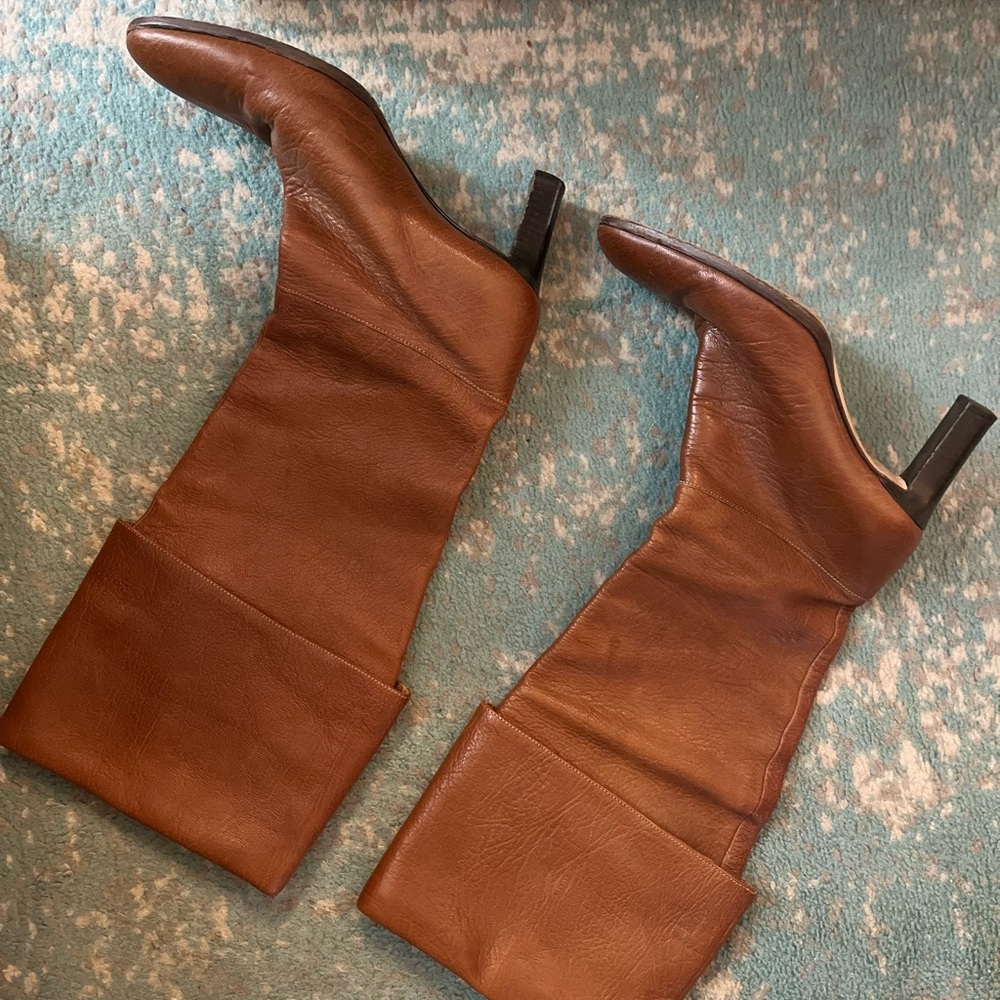 Vintage Studio Pellini Italian Brown Leather - Foldover Boots - size 5.5 - Picture 2 of 5